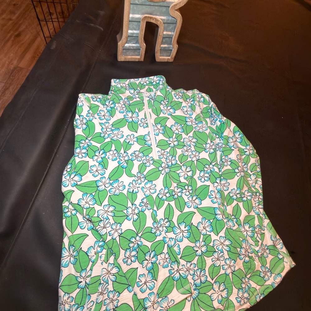 Talbots Green and Blue Floral Top